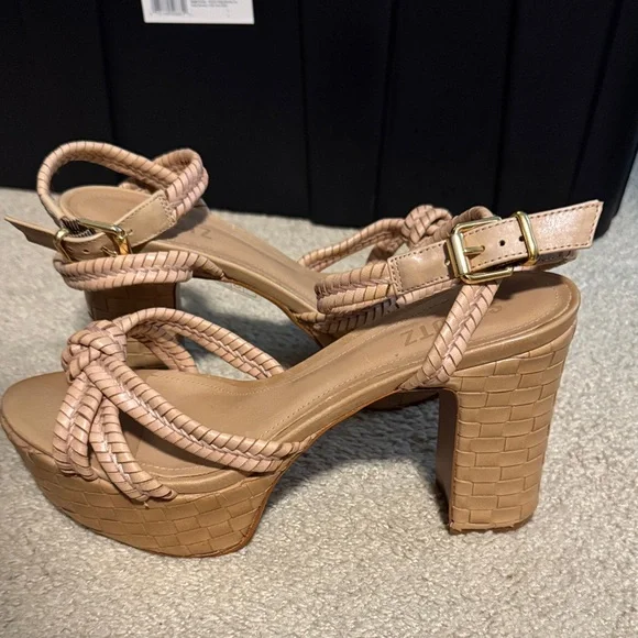SCHUTZ Tan Braided Platform Heels - Picture 1 of 7